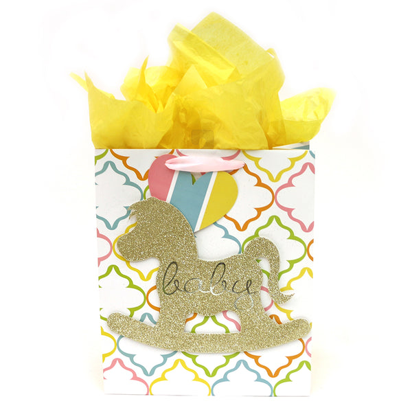 Baby-Icoloris Grande (Large) Rocking Horse Matte Gift Bag With Pop Layer And Glitter,1 Design