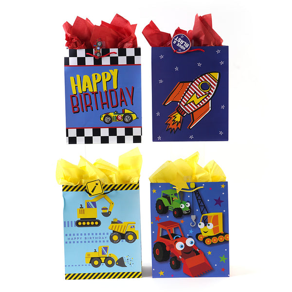Large Transportation Birthday Party Printed Bag, 4 Designs