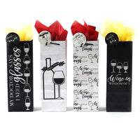 Bottle Black & White Wine Party Printed Bag, 4 Designs