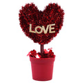 8"H Valentine Tinsel Heart With Glitter Love In Pot
