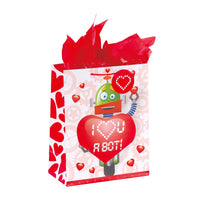 Large Dino-Robot Valentine Matte Gift Bag, 4 Designs