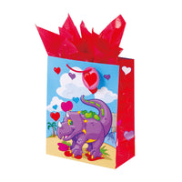 Large Dino-Robot Valentine Matte Gift Bag, 4 Designs