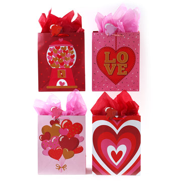 Extra Large Valentine Printed Gift Bag, Happy Hearts, 4 Designs