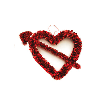 Cupid's Arrow Red Tinsel Heart 13" X 15.8"
