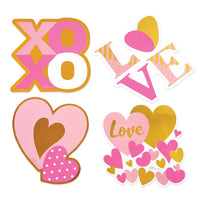Valentine-4Ct 10" Simply Sweet Cutouts With Hot Stamping, 2 Assortments