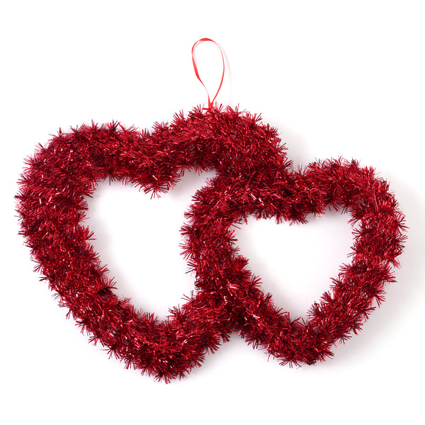17.5"  Valentine Tinsel Double Heart