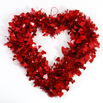 19.5" Valentine Tinsel Heart Hanging Decoration