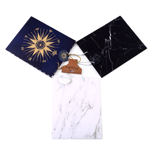 3Pk - Large Marble Color/Hot Stamping Gift Bags