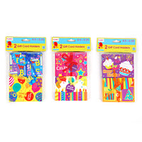 4.5"X3.25"X0.5" 2Pk Birthday Gift Card Holders, 3 Assortments