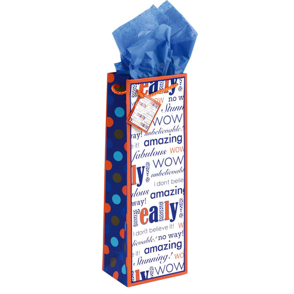 Bottle Typographic Birthday On Matte Gift Bag, 4 Designs