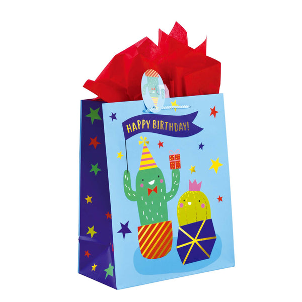Birthday-Medium Pineapple Cactus Party Print Bag, 4 Designs