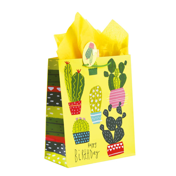 Birthday-Medium Pineapple Cactus Party Print Bag, 4 Designs