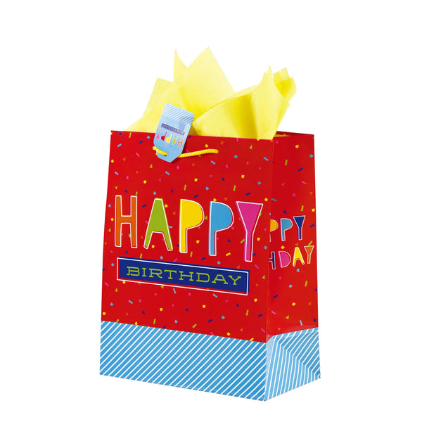 3Pk Large Birthday Boxes Print Bag, 4 Designs