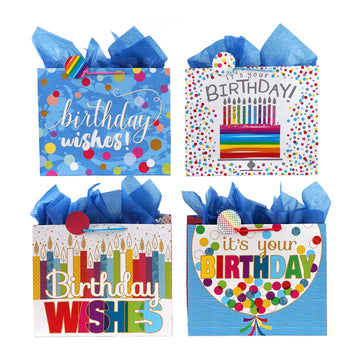 Horizontal Jumbo Candle Birthday Surprise Print Bag, 4 Designs