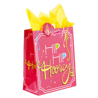 3Pk Birthday-Large Hip Hip Hooray Party Printed Bag, 4 Designs
