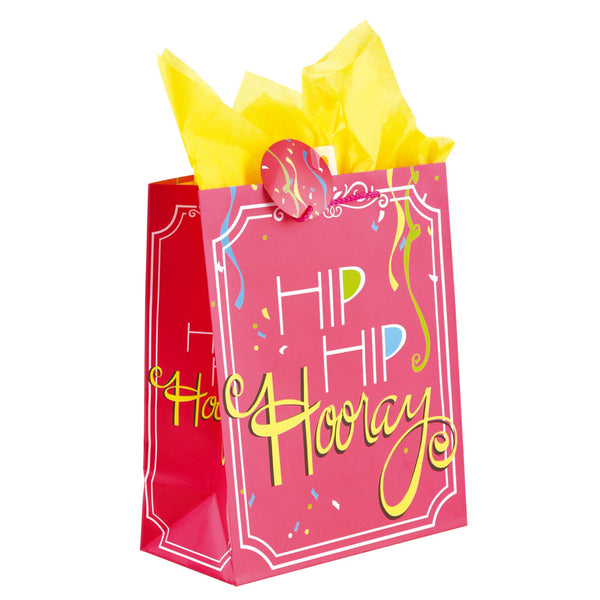 Birthday-Large Hip Hip Hooray Party Printed Bag, 4 Designs