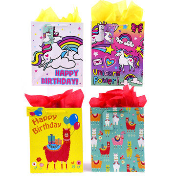 Birthday-Extra Large Unicorn Llama Party Printed Bag, 4 Designs