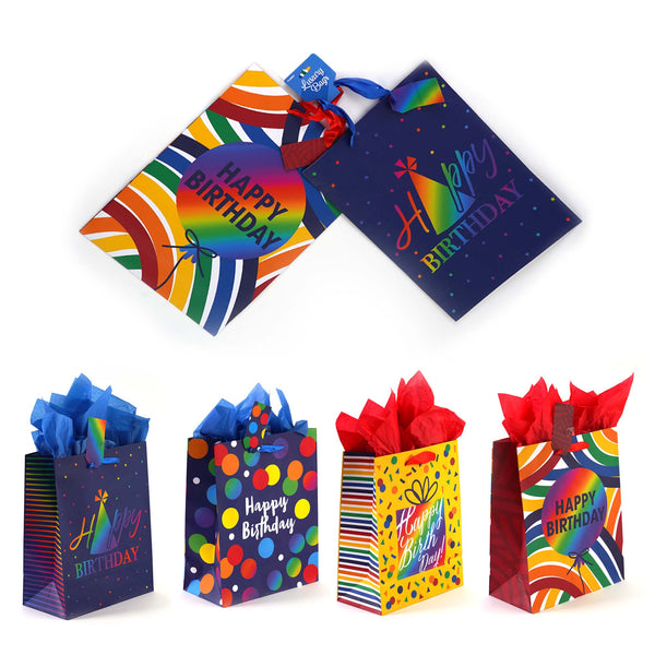 2Pk Extra Large Dotty Birthday Printed Bag, 4 Designs