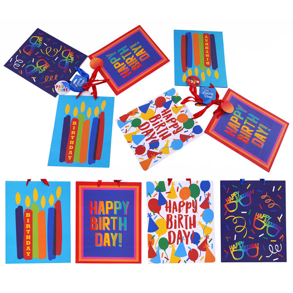 3Pk Large Birthday Surprise Me Printed Bag, 4 Designs