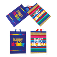 2Pk Extra Large Dots & Stripes Birthday Printed Bag, 4 Designs