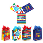 3Pk Large Dots & Stripes Birthday Printed Bag, 4 Designs