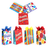3Pk Large Confetti Fun Birthday Printed Bag, 4 Designs