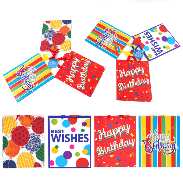 3Pk Large Confetti Fun Birthday Printed Bag, 4 Designs