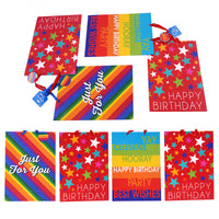 2Pk Extra Large Stripes & Stars Birthday Printed Bag, 4 Designs