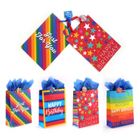 2Pk Extra Large Stripes & Stars Birthday Printed Bag, 4 Designs
