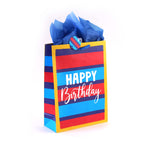2Pk Extra Large Stripes & Stars Birthday Printed Bag, 4 Designs