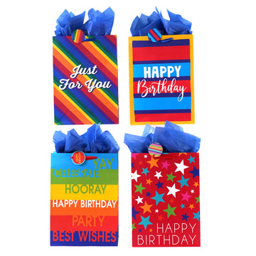 Extra Large Stripes & Stars Birthday Printed Bag, 4 Designs