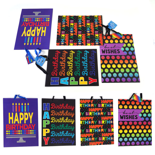2Pk Extra Large Birthday Typography Dots Printed Bag, 4 Designs