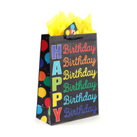 2Pk Extra Large Birthday Typography Dots Printed Bag, 4 Designs