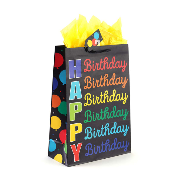2Pk Extra Large Birthday Typography Dots Printed Bag, 4 Designs