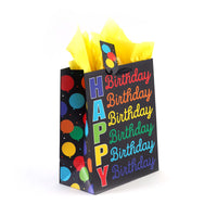 3Pk Large Birthday Typography Dots Printed Bag, 4 Designs