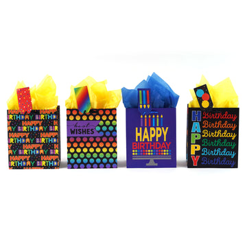 Medium Birthday Typography Dots Printed Bag, 4 Designs