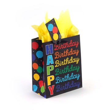 Medium Birthday Typography Dots Printed Bag, 4 Designs