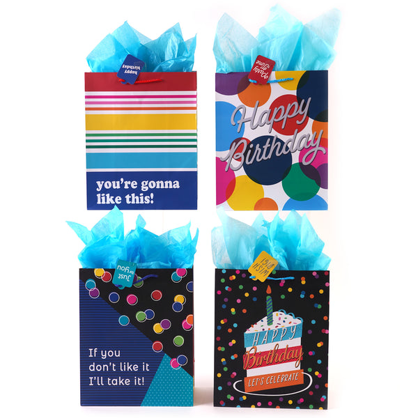 Large Birthday Dotty Party Printed Gift Bag, 4 Designs