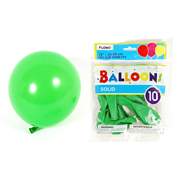 10Pack, 12" Solid Color Green Balloons
