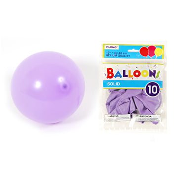 10Pack, 12" Solid Color Light Purple Balloons