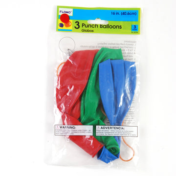 3Ct, 8 Grams Punch Balloons, Assorted Colors