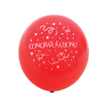 8Pack, 12" "Congratulations" Printed Balloons, 5 Colors Assorted