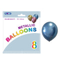 8Pk 12" Birthday Metallic Shine Balloons, Blue