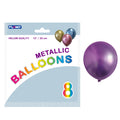 8Pk 12" Birthday Metallic Shine Balloons, Purple