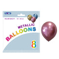 8Pk 12" Birthday Metallic Shine Balloons, Red