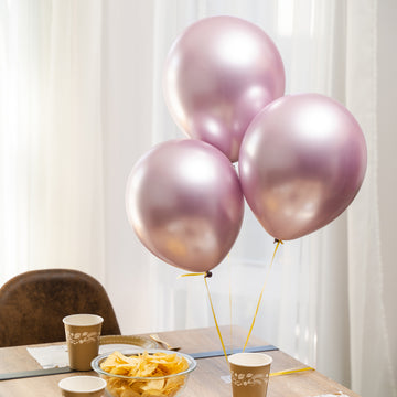 8Pk 12" Birthday Metallic Shine Balloons, Pink