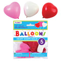 5Pk 12" Heart Shape Balloons, 3 Colors