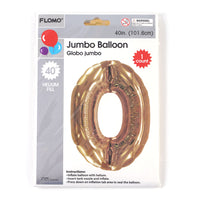 40" 1Pk Gold Metallic Mylar Numerical Balloon "0"