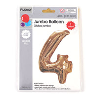 40" 1Pk Gold Metallic Mylar Numerical Balloon "4"