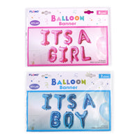 16" "It'S A Girl-It'S A Boy" Mylar Balloons Banner, 2 Assortments